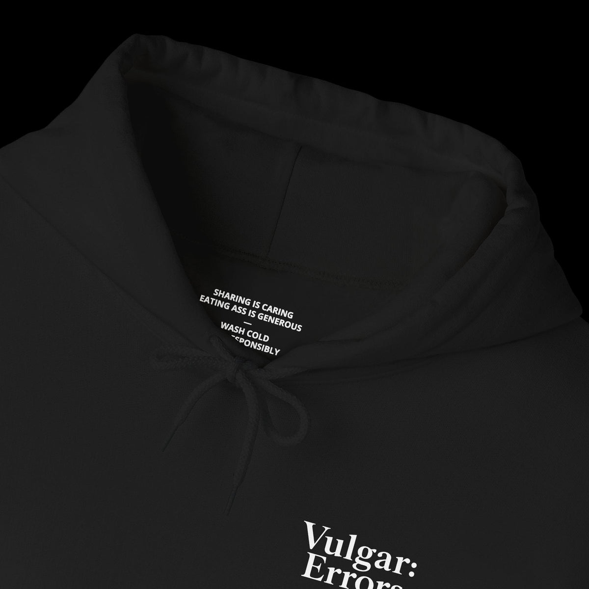 ANOTHER MAN'S PLEASURE Hoodie by Vulgar Errors, black hoodie, photo 3 on a black background