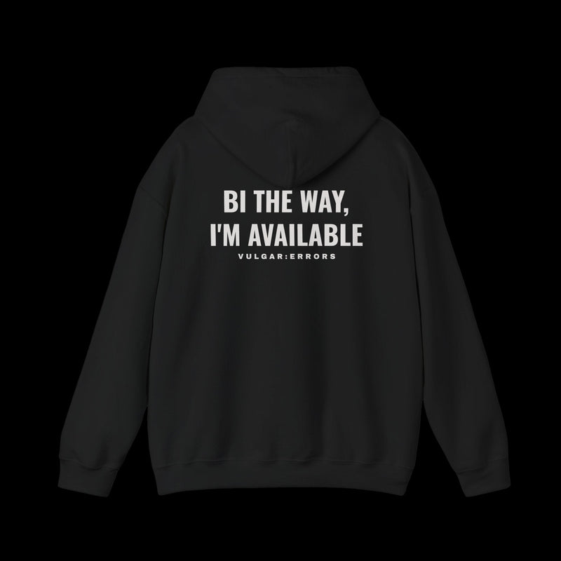 BI THE WAY Hoodie by Vulgar Errors, black hoodie, photo 1 on a black background