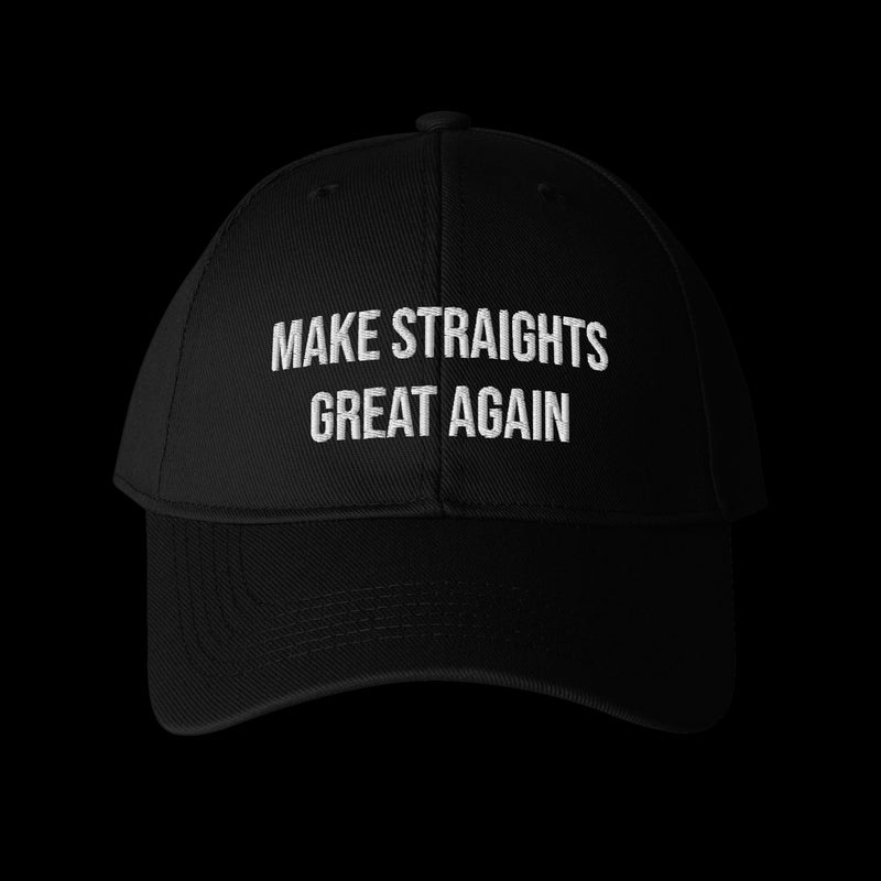 MAKE STRAIGHTS GREAT AGAIN Cap black embroidered baseball cap (front)