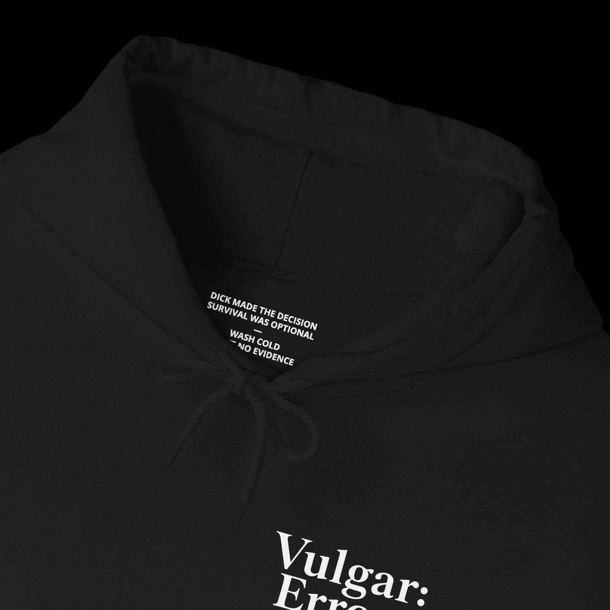 NOT EVEN WITH A SHOTGUN Hoodie by Vulgar Errors, black hoodie, photo 3 on a black background