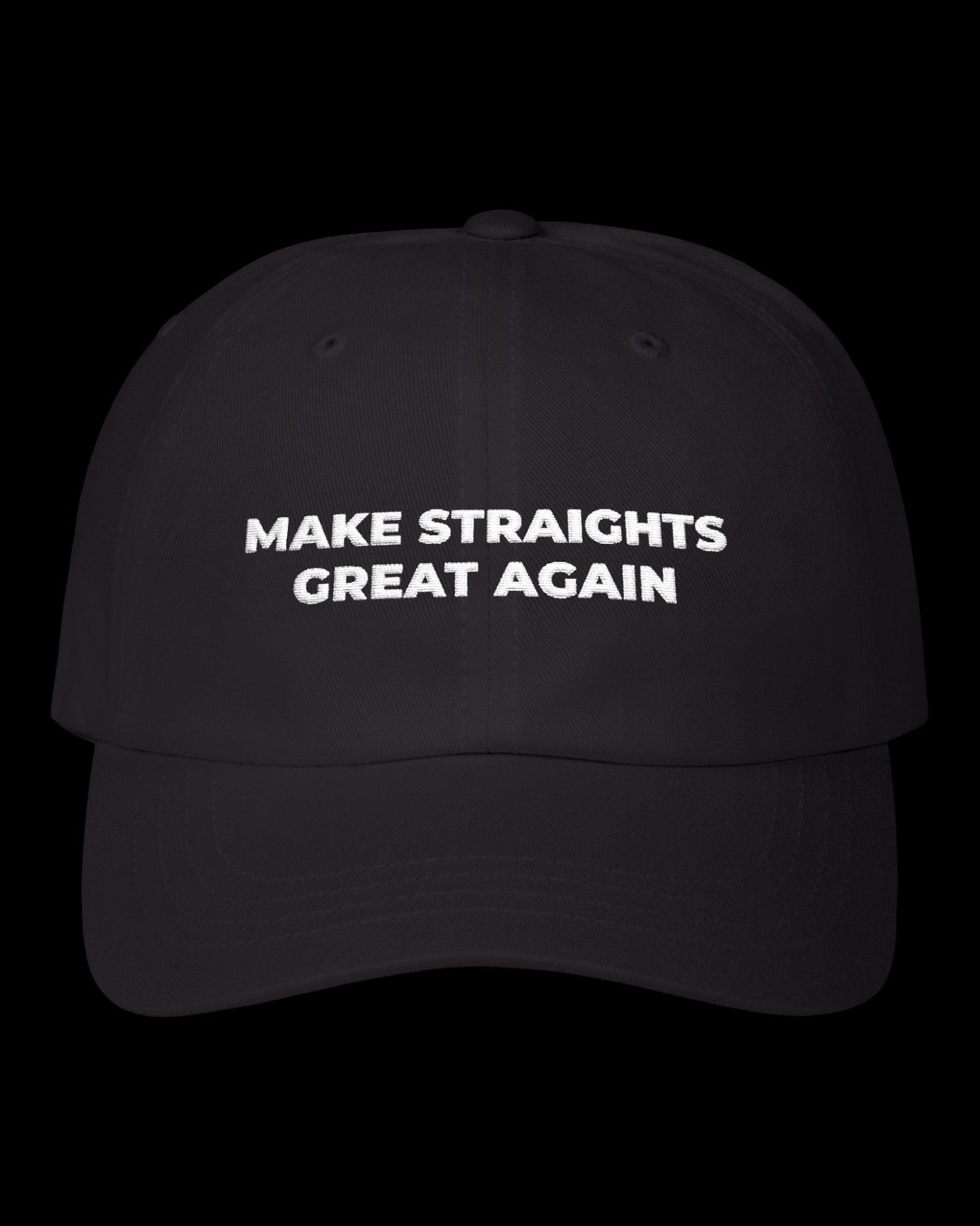 Vulgar Errors Make Straights Great Again Hat with embroidered front slogan on black cotton cap