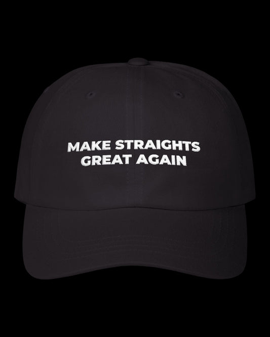 Vulgar Errors Make Straights Great Again Hat with embroidered front slogan on black cotton cap