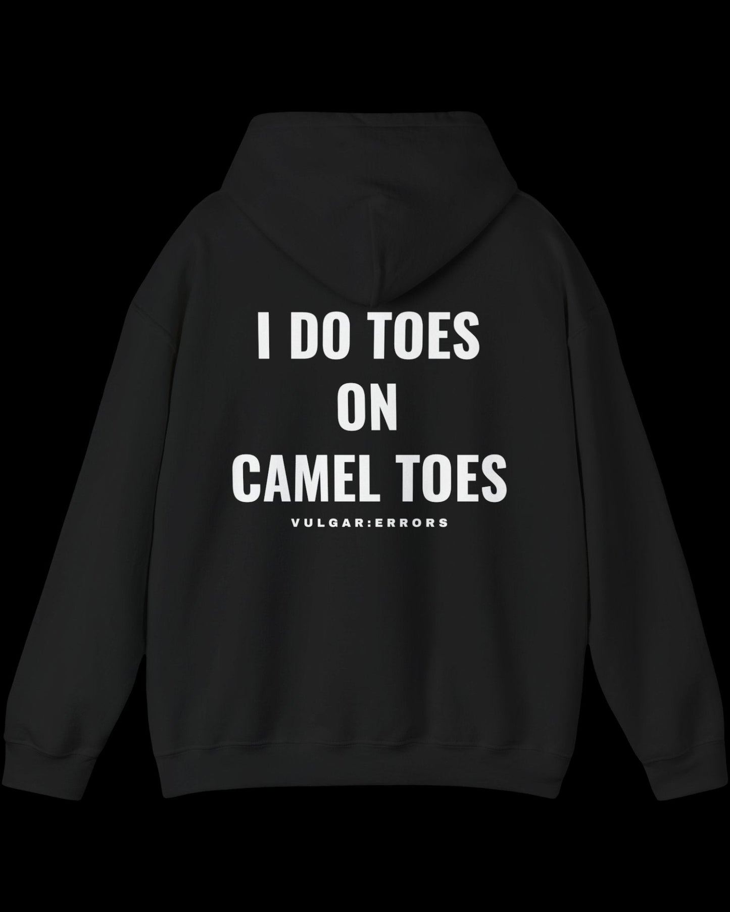 Vulgar Errors The Pedi Pro Hoodie with large white back slogan print on black cotton