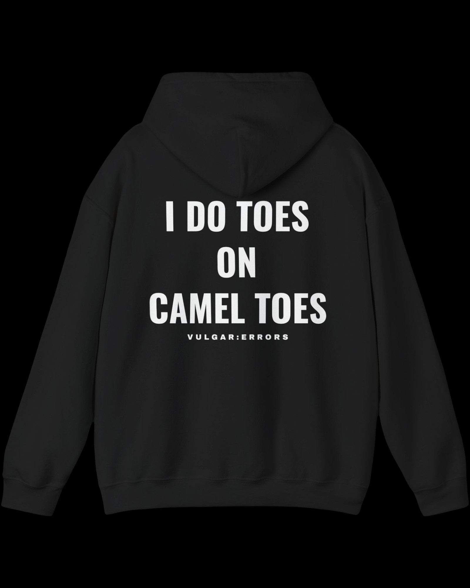 Vulgar Errors The Pedi Pro Hoodie with large white back slogan print on black cotton