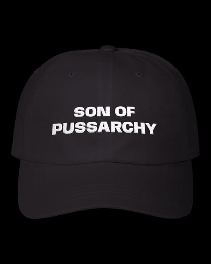 Vulgar Errors Son of P Hat with embroidered front slogan on black cotton cap