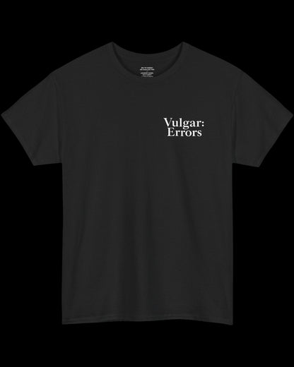 Side view of black The Gratuity T-shirt showing fit and sleeve length