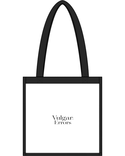 Vulgar Errors No Drugs and Sex Toys Tote Bag with bold front slogan print on clear PVC