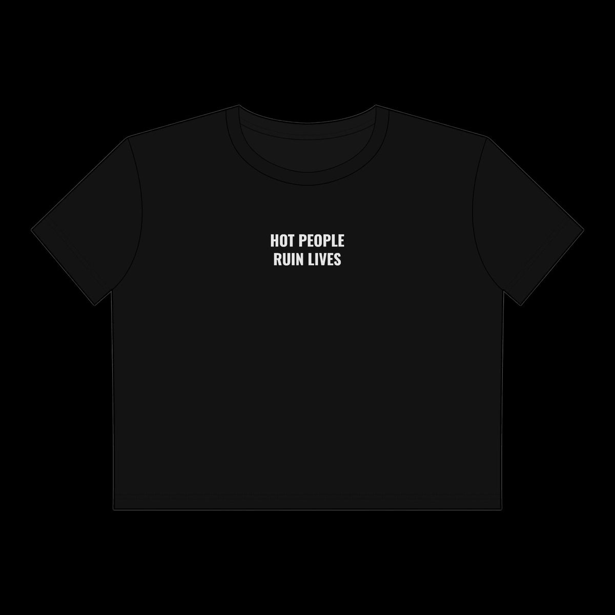 "Hot People Ruin Lives" Vulgar Errors cropped tee in black — additional product view