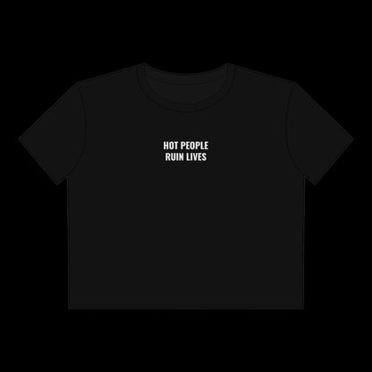 "Hot People Ruin Lives" Vulgar Errors cropped tee in black — additional product view