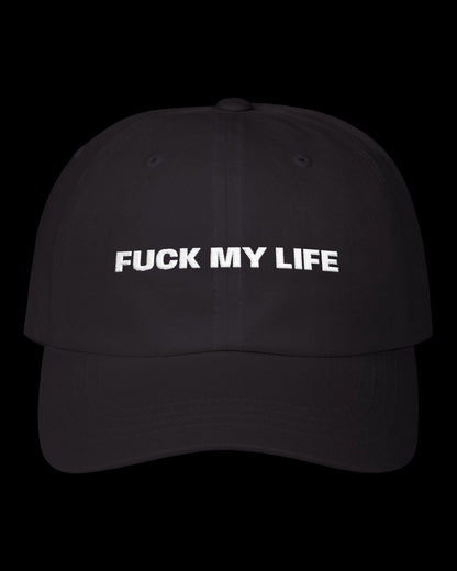 Vulgar Errors My Life Hat with embroidered front slogan on black cotton cap