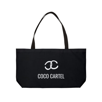 Coco Cartel Weekender Tote Bag — Black Logo Travel Beach Bag