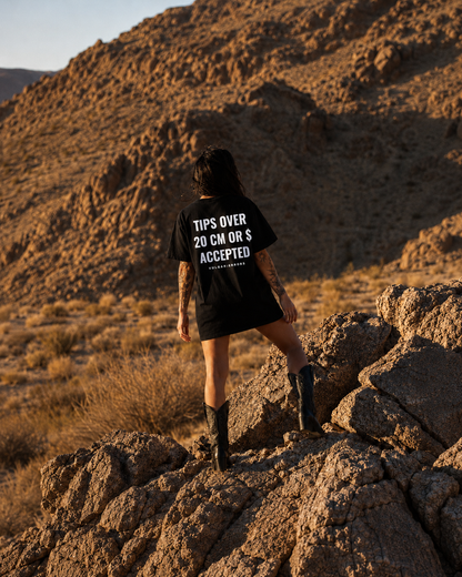 Vulgar Errors The Gratuity T-Shirt with large white back slogan print on black cotton