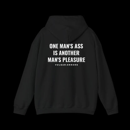 ANOTHER MAN'S PLEASURE Hoodie by Vulgar Errors, black hoodie, photo 1 on a black background