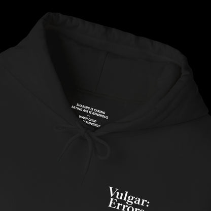 ANOTHER MAN'S PLEASURE Hoodie by Vulgar Errors, black hoodie, photo 3 on a black background