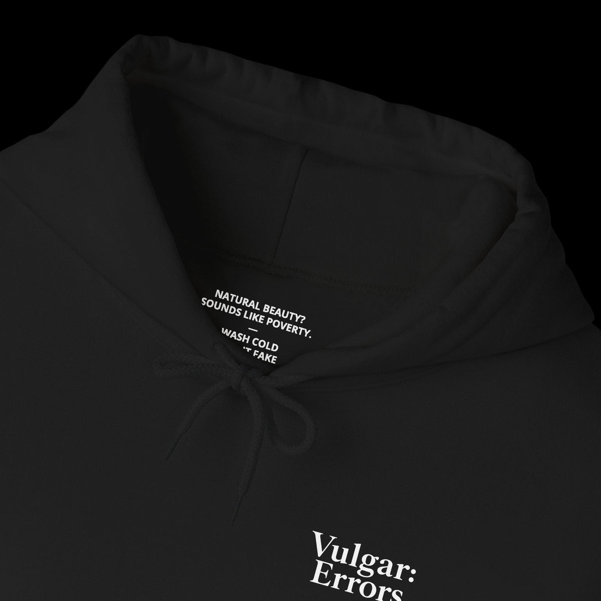 FILLERS ARE MY PASSION Hoodie by Vulgar Errors, black hoodie, photo 3 on a black background