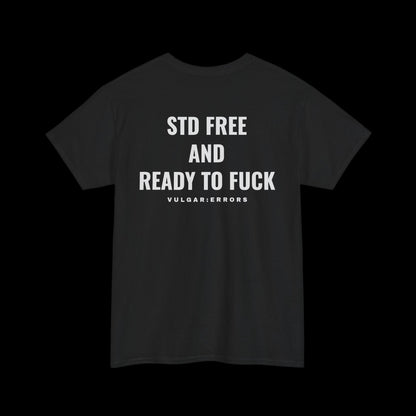 Free And Ready Tee by Vulgar Errors, black t-shirt, photo 1 on a black background