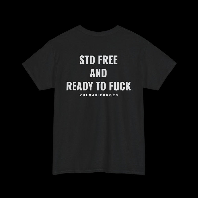 Free And Ready Tee by Vulgar Errors, black t-shirt, photo 1 on a black background