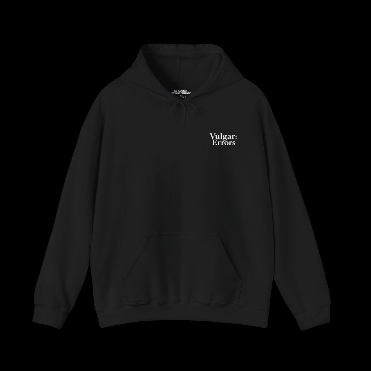 HYALURONIC ACID ADDICT Hoodie by Vulgar Errors, black hoodie, photo 2 on a black background