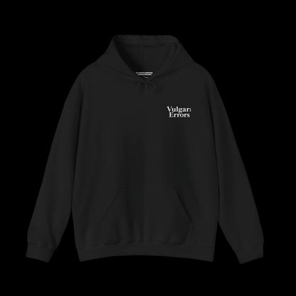 I SUPPORT RIGHTS AND WRONGS Hoodie by Vulgar Errors, black hoodie, photo 2 on a black background