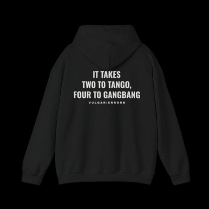IT TAKES TWO TO TANGO Hoodie by Vulgar Errors, black hoodie, photo 1 on a black background