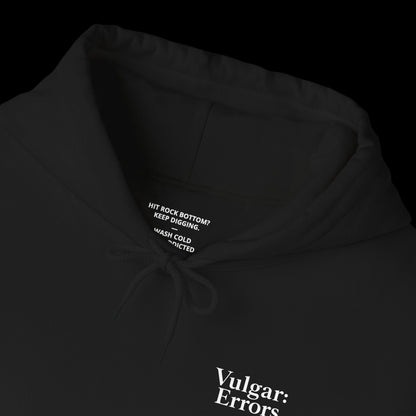 IT'S NOT AN ADDICTION Hoodie, neck label, on a black background