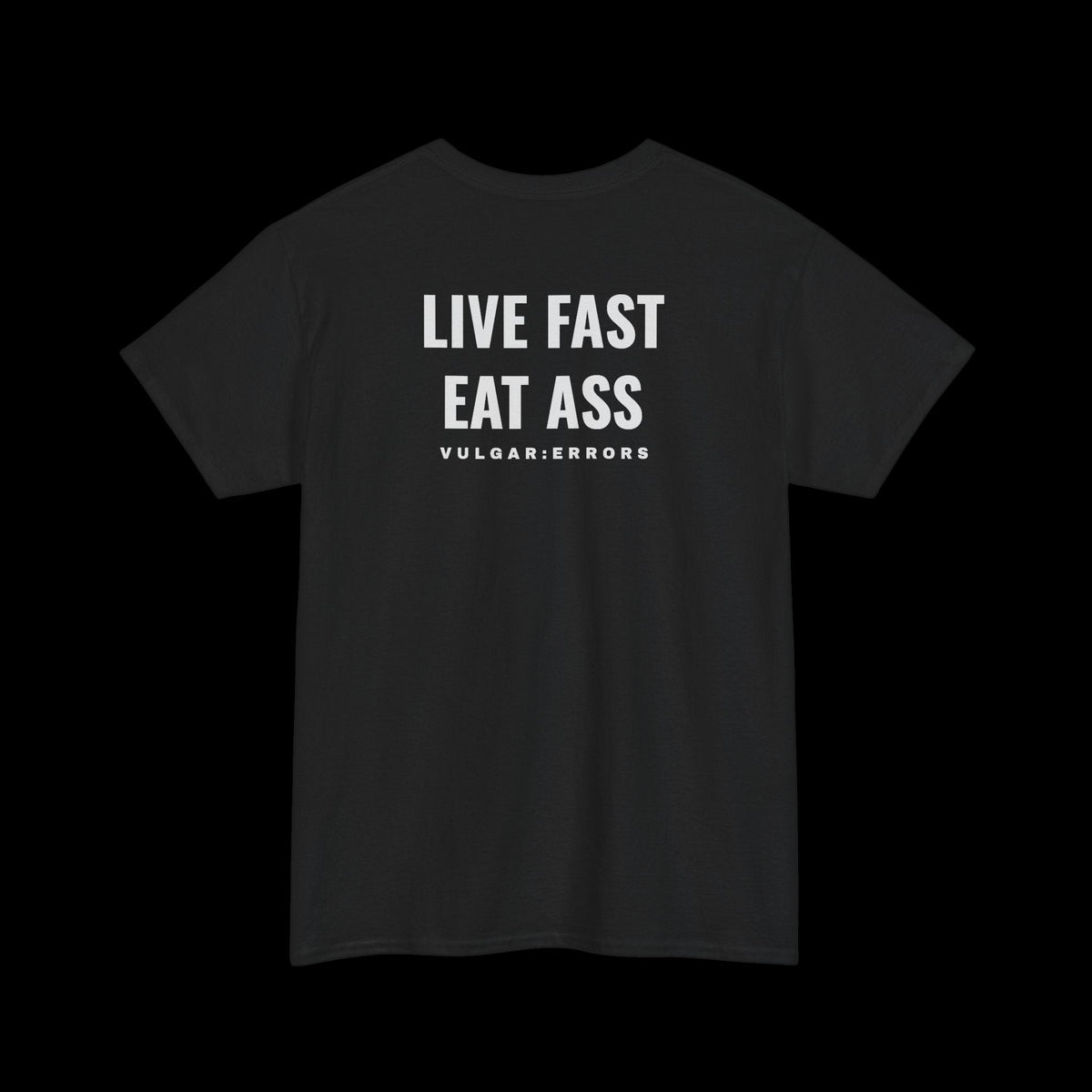 LIVE FAST Tee by Vulgar Errors, black t-shirt, photo 1 on a black background