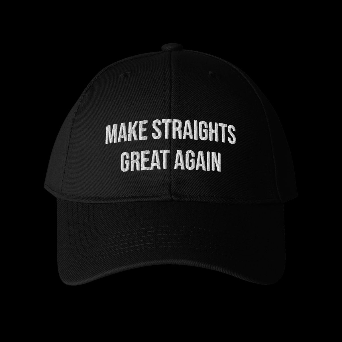 MAKE STRAIGHTS GREAT AGAIN Cap black embroidered baseball cap (front)