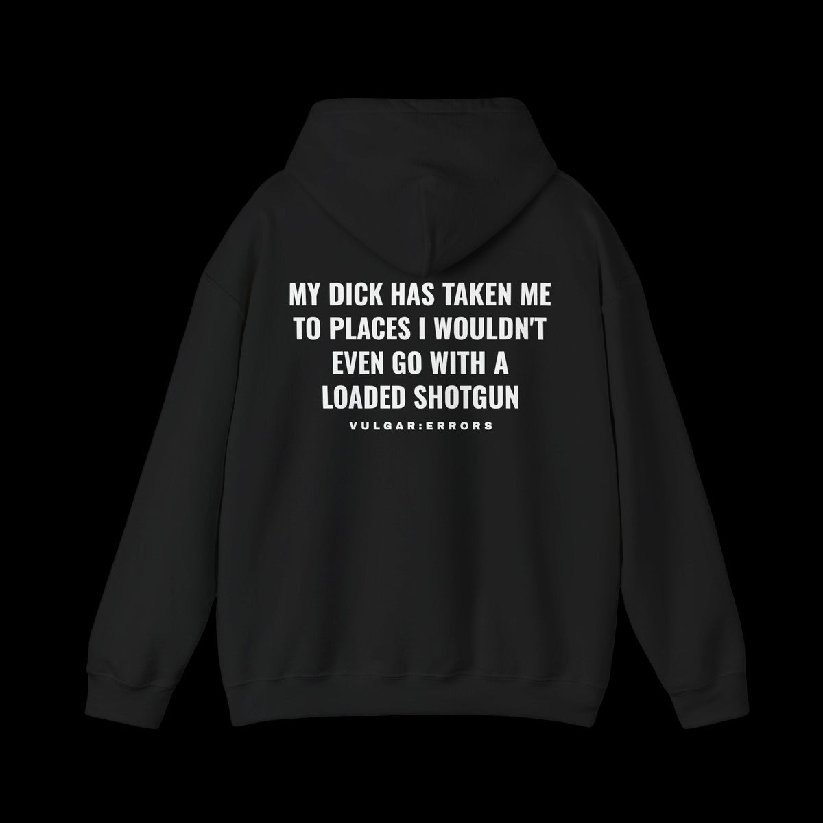 NOT EVEN WITH A SHOTGUN Hoodie by Vulgar Errors, black hoodie, photo 1 on a black background