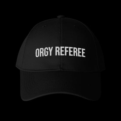 ORGY REFEREE Cap black embroidered baseball cap (front)