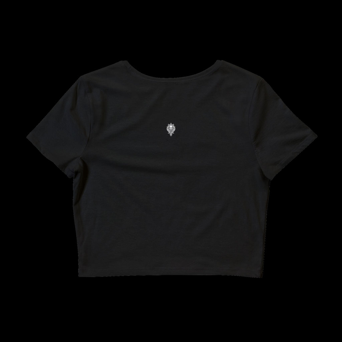 "I TAUGHT YOUR BOYFRIEND BABY TEE" Vulgar Errors cropped baby tee in black — additional product view