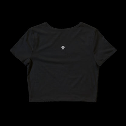 "I TAUGHT YOUR BOYFRIEND BABY TEE" Vulgar Errors cropped baby tee in black — additional product view