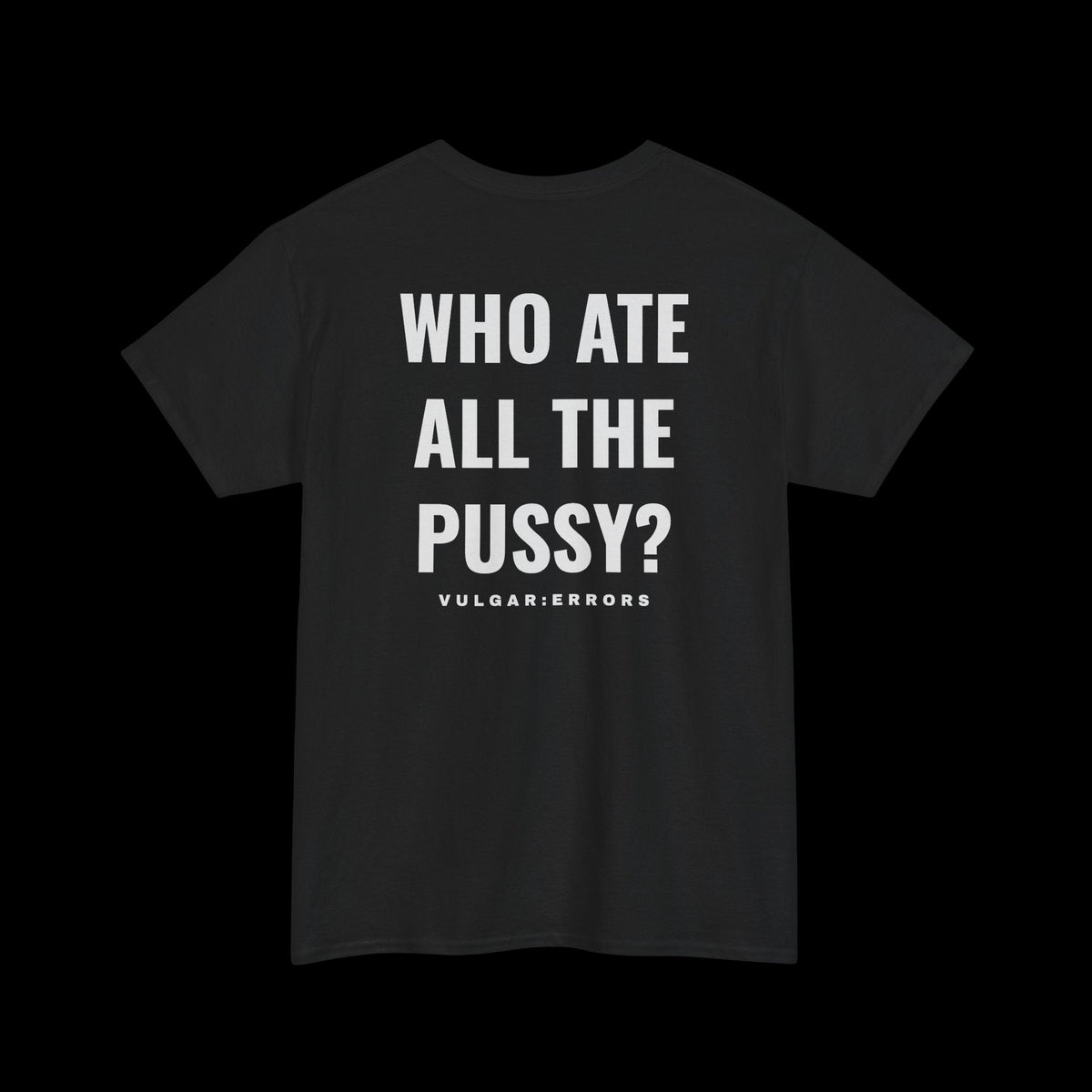 Vulgar Errors black heavyweight cotton tee with bold white typographic back print and relaxed boxy fit