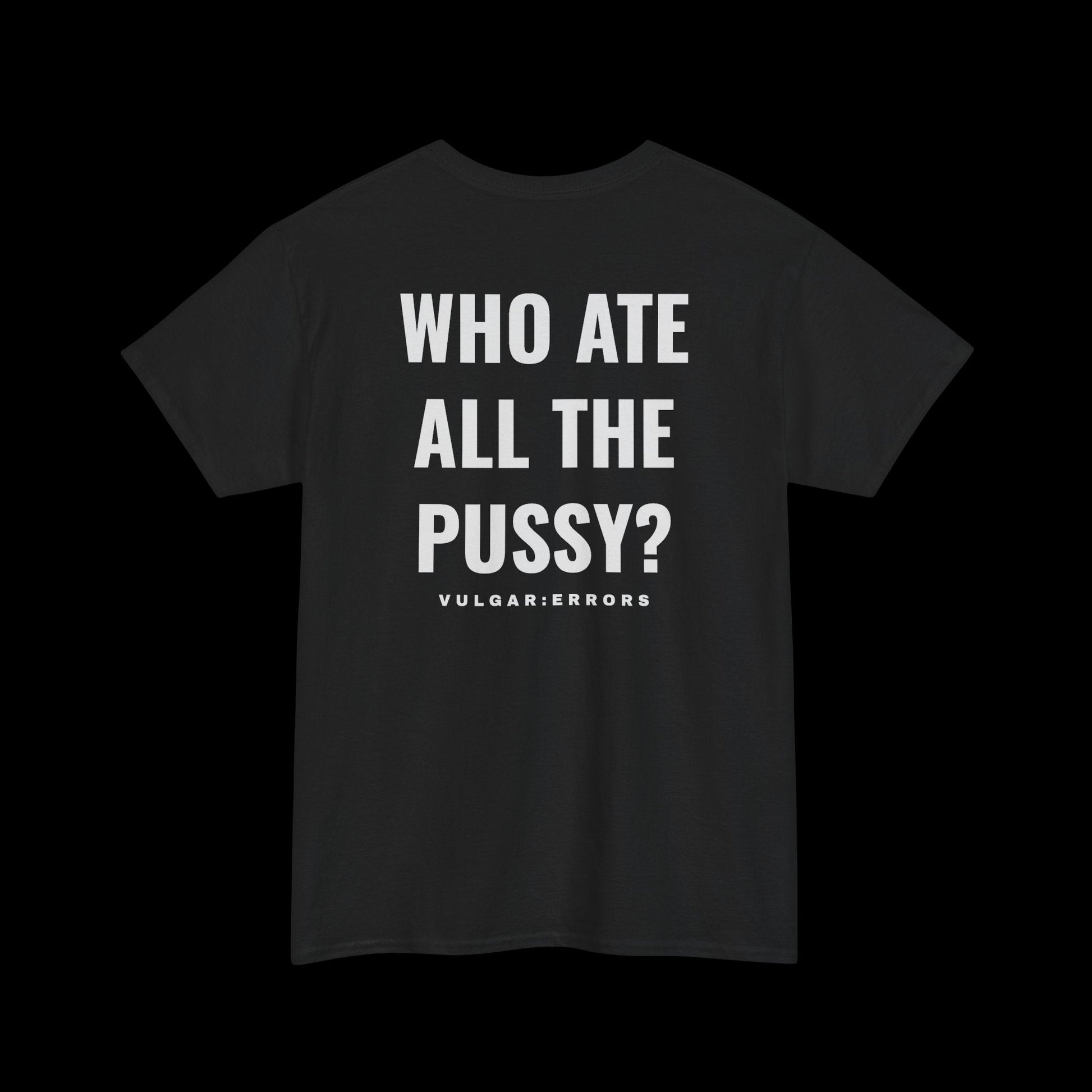 Vulgar Errors black heavyweight cotton tee with bold white typographic back print and relaxed boxy fit