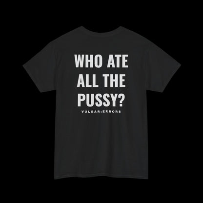 Vulgar Errors black heavyweight cotton tee with bold white typographic back print and relaxed boxy fit